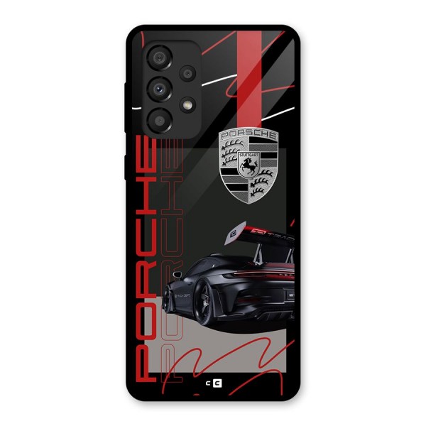 Classy Black Supercar Glass Back Case for Galaxy A33 5G