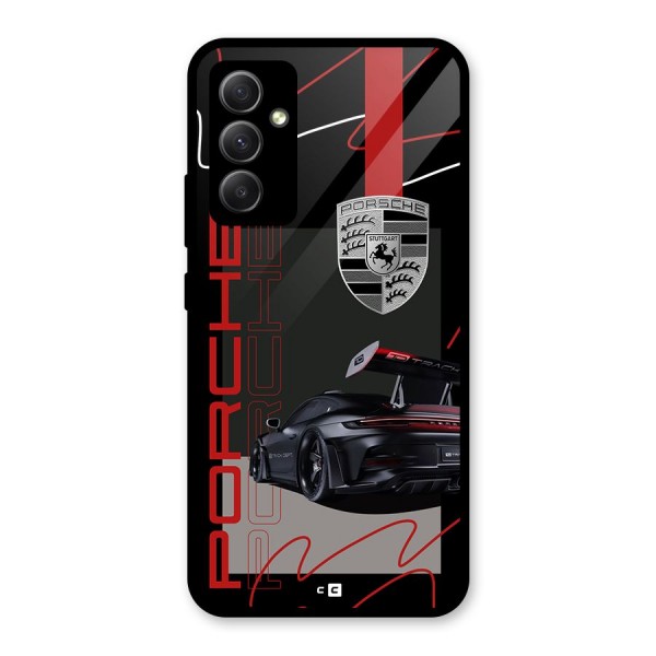 Classy Black Supercar Glass Back Case for Galaxy A34