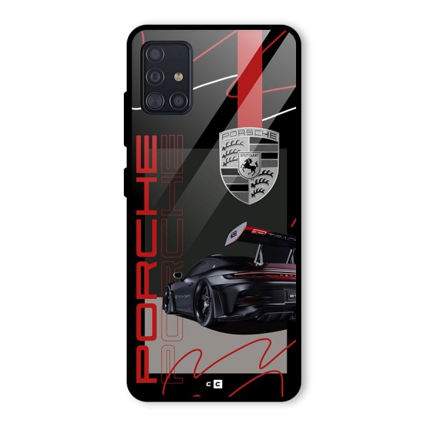 Classy Black Supercar Glass Back Case for Galaxy A51