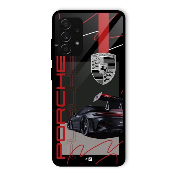 Classy Black Supercar Glass Back Case for Galaxy A53 5G