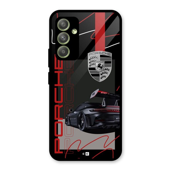 Classy Black Supercar Glass Back Case for Galaxy A54