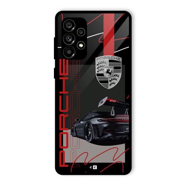 Classy Black Supercar Glass Back Case for Galaxy A73 5G