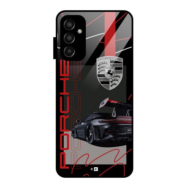 Classy Black Supercar Glass Back Case for Galaxy F13