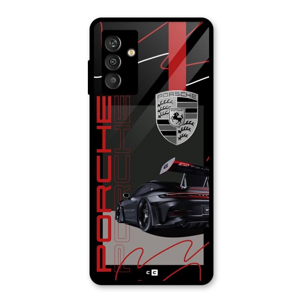 Classy Black Supercar Glass Back Case for Galaxy M13