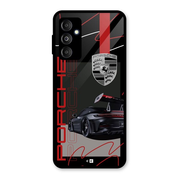 Classy Black Supercar Glass Back Case for Galaxy M14 5G