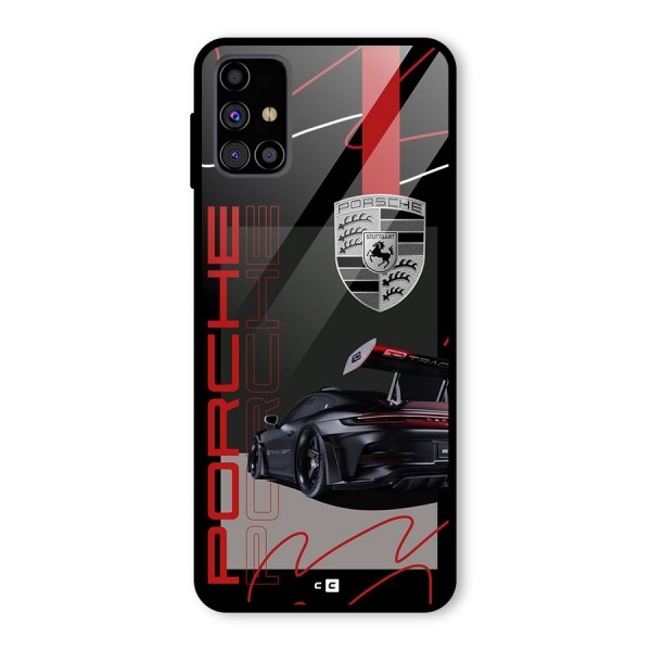 Classy Black Supercar Glass Back Case for Galaxy M31s