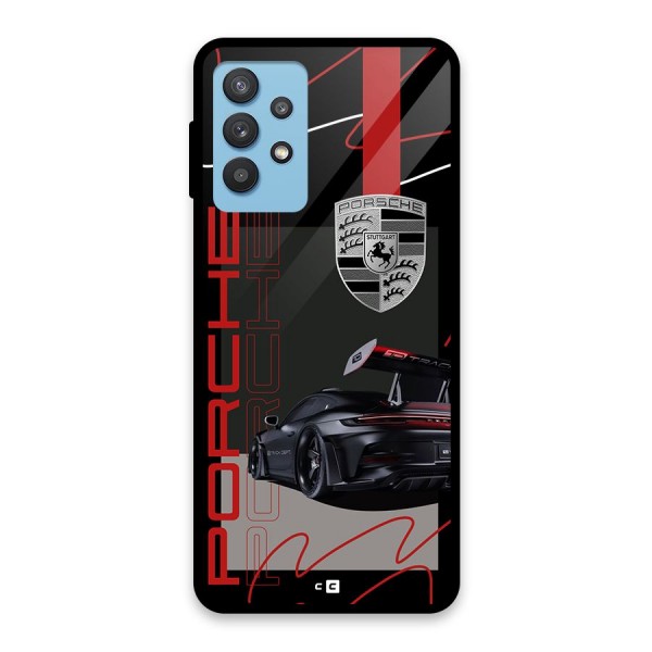 Classy Black Supercar Glass Back Case for Galaxy M32 5G