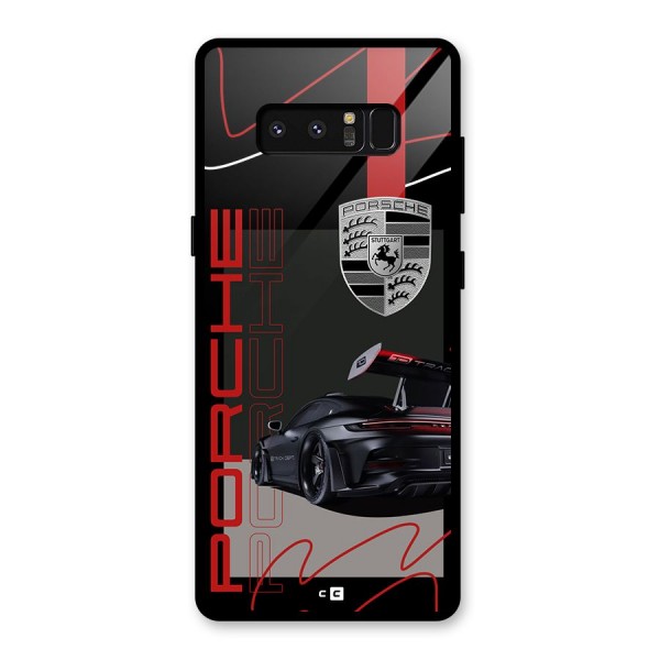 Classy Black Supercar Glass Back Case for Galaxy Note 8