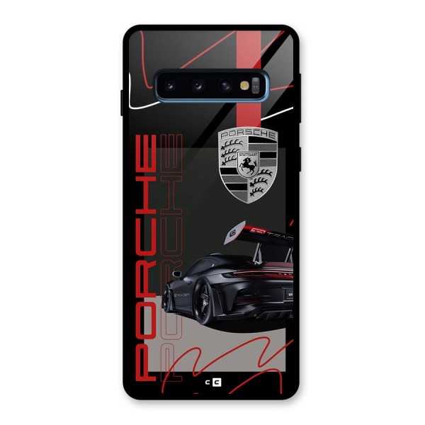 Classy Black Supercar Glass Back Case for Galaxy S10