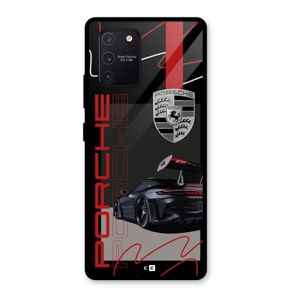 Classy Black Supercar Glass Back Case for Galaxy S10 Lite