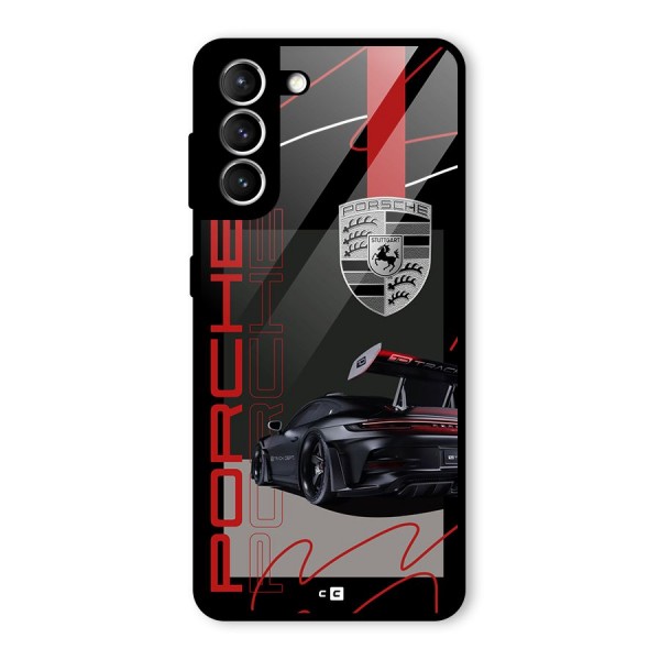 Classy Black Supercar Glass Back Case for Galaxy S21 5G