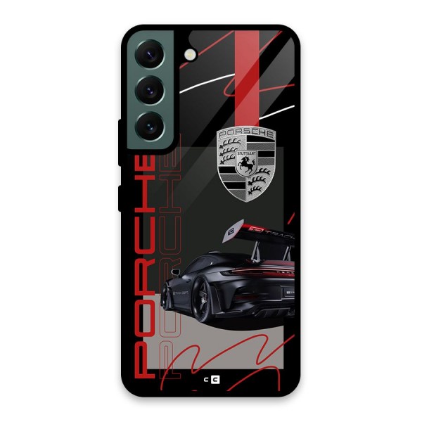 Classy Black Supercar Glass Back Case for Galaxy S22 5G