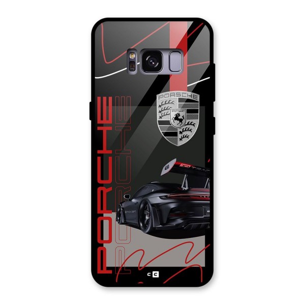 Classy Black Supercar Glass Back Case for Galaxy S8