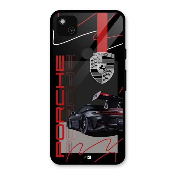 Classy Black Supercar Glass Back Case for Google Pixel 4a