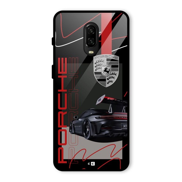 Classy Black Supercar Glass Back Case for OnePlus 6T