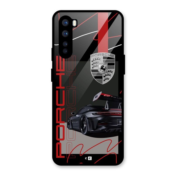 Classy Black Supercar Glass Back Case for OnePlus Nord