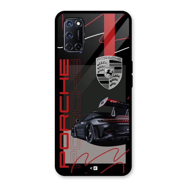 Classy Black Supercar Glass Back Case for Oppo A52