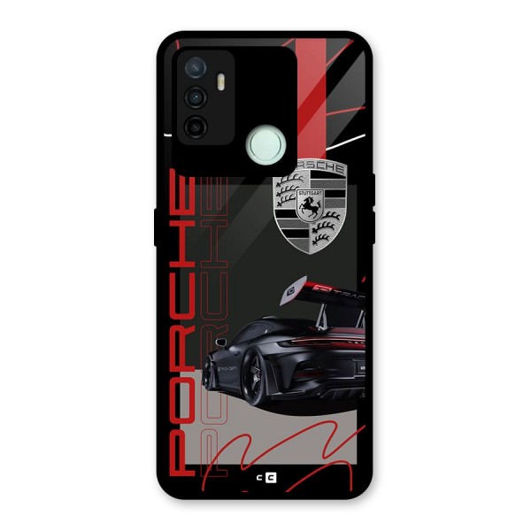 Classy Black Supercar Glass Back Case for Oppo A53