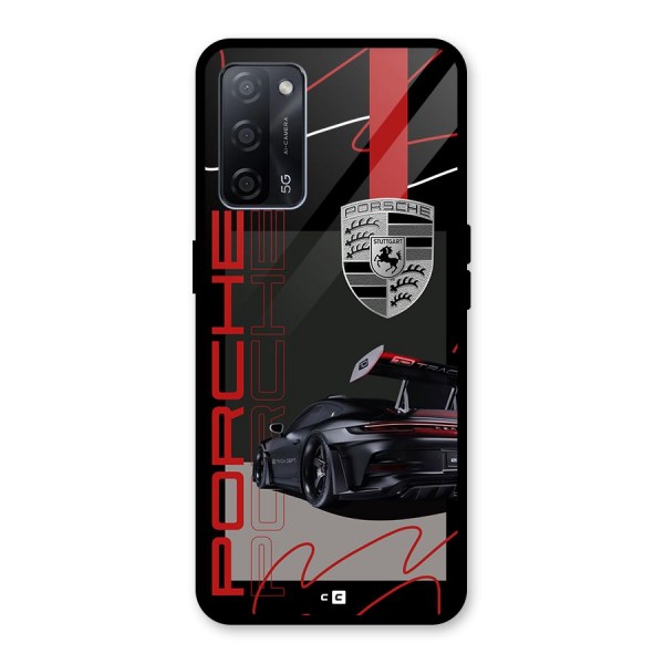 Classy Black Supercar Glass Back Case for Oppo A53s 5G