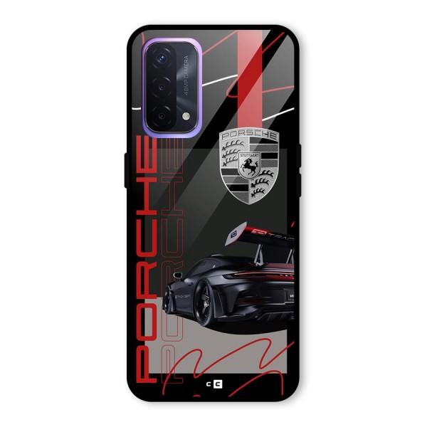 Classy Black Supercar Glass Back Case for Oppo A74 5G