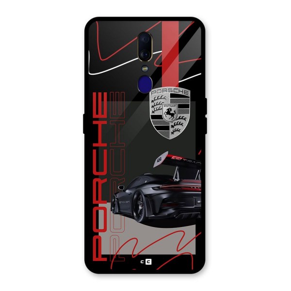 Classy Black Supercar Glass Back Case for Oppo F11