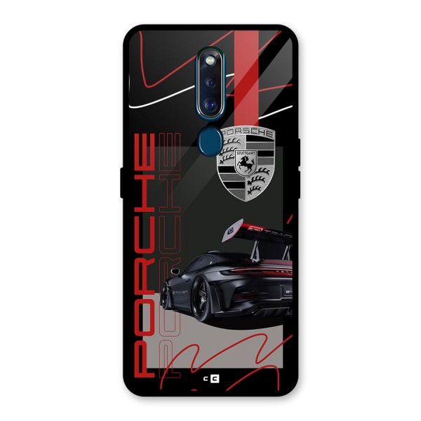 Classy Black Supercar Glass Back Case for Oppo F11 Pro