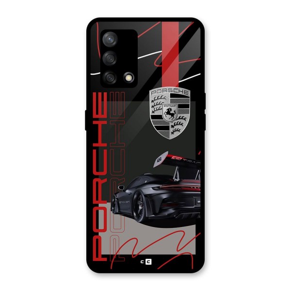 Classy Black Supercar Glass Back Case for Oppo F19s