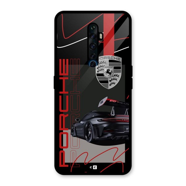 Classy Black Supercar Glass Back Case for Oppo Reno2 F