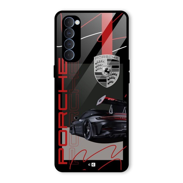 Classy Black Supercar Glass Back Case for Oppo Reno4 Pro