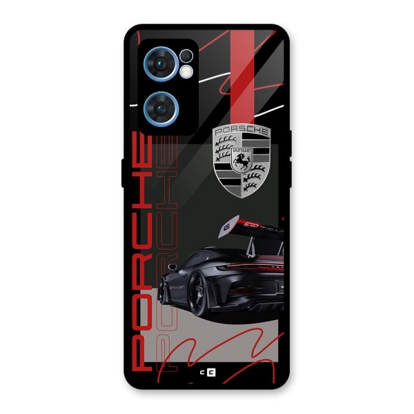 Classy Black Supercar Glass Back Case for Oppo Reno7 5G