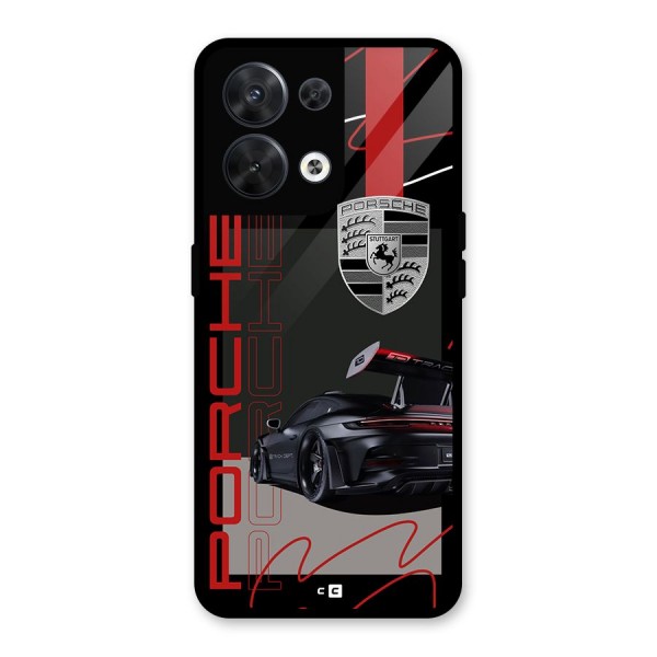 Classy Black Supercar Glass Back Case for Oppo Reno8 5G