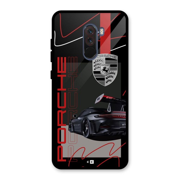 Classy Black Supercar Glass Back Case for Poco F1