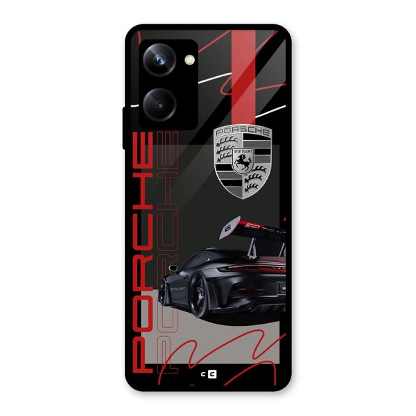 Classy Black Supercar Glass Back Case for Realme 10 Pro