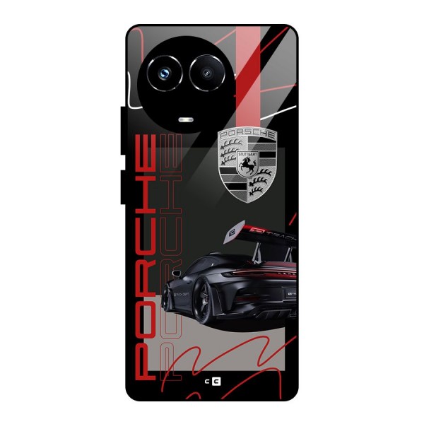 Classy Black Supercar Glass Back Case for Realme 11X