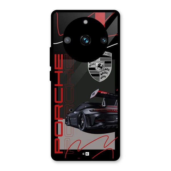 Classy Black Supercar Glass Back Case for Realme 11 Pro