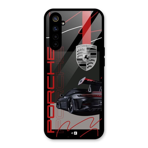 Classy Black Supercar Glass Back Case for Realme 6