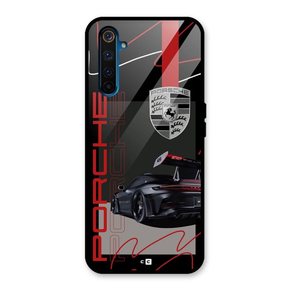 Classy Black Supercar Glass Back Case for Realme 6 Pro