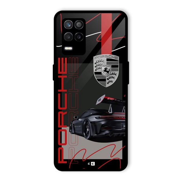 Classy Black Supercar Glass Back Case for Realme 8s 5G