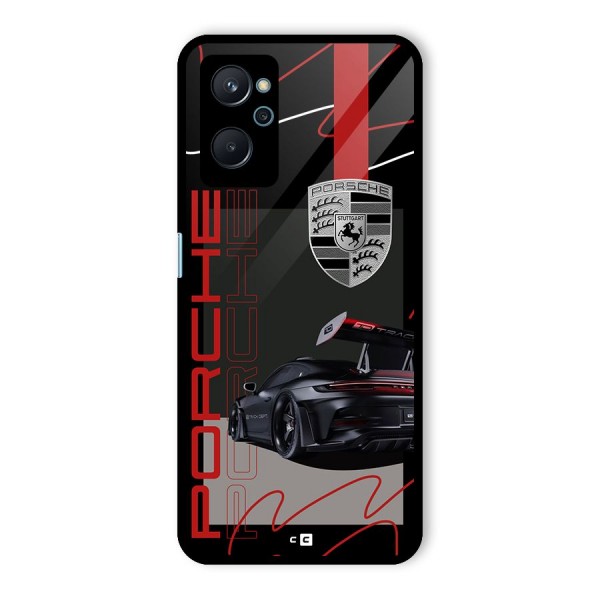 Classy Black Supercar Glass Back Case for Realme 9i