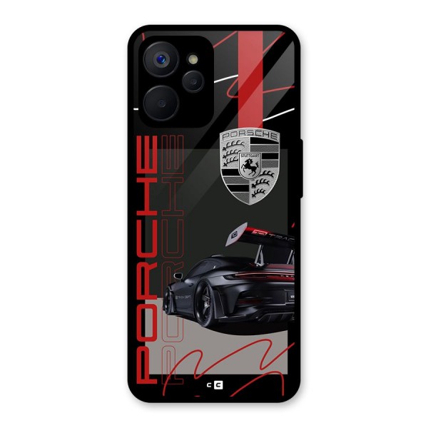 Classy Black Supercar Glass Back Case for Realme 9i 5G