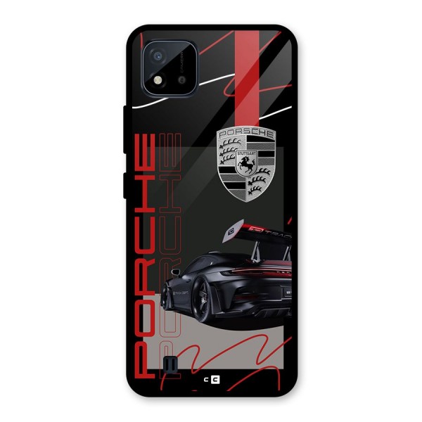 Classy Black Supercar Glass Back Case for Realme C11 2021