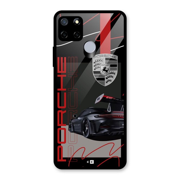 Classy Black Supercar Glass Back Case for Realme C15