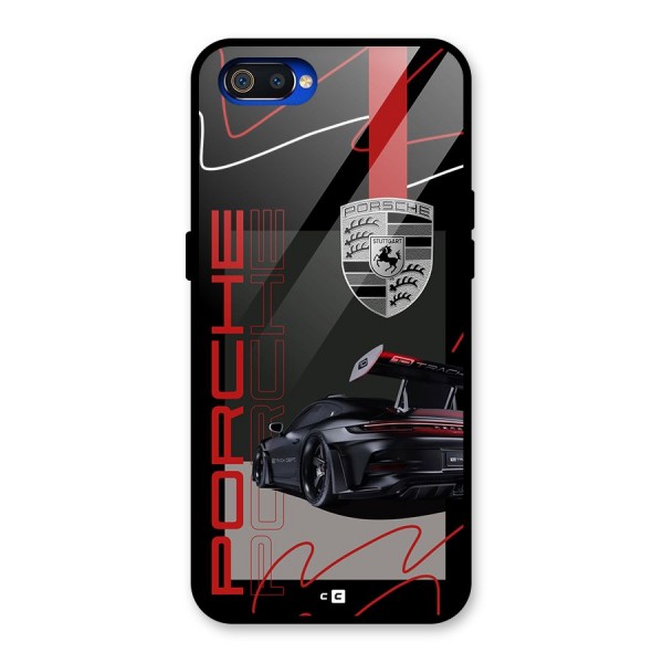 Classy Black Supercar Glass Back Case for Realme C2