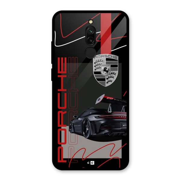 Classy Black Supercar Glass Back Case for Redmi 8