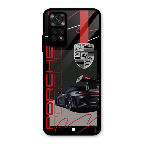 Classy Black Supercar Glass Back Case for Redmi Note 11