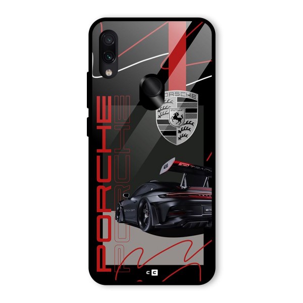 Classy Black Supercar Glass Back Case for Redmi Note 7