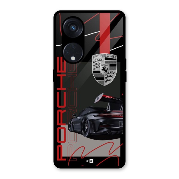 Classy Black Supercar Glass Back Case for Reno8 T 5G