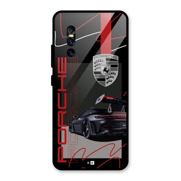 Classy Black Supercar Glass Back Case for Vivo V15 Pro