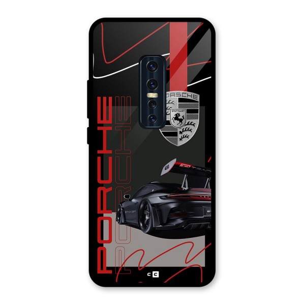 Classy Black Supercar Glass Back Case for Vivo V17 Pro