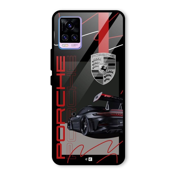 Classy Black Supercar Glass Back Case for Vivo V20 Pro